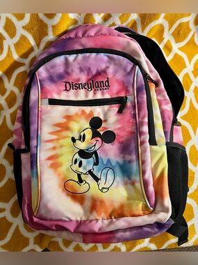 Disneyland Resort Mickey Mouse Tie-Dye Medium Backpack Pink Purple Black